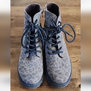 Blowfish Leopard Print Combat Boots
